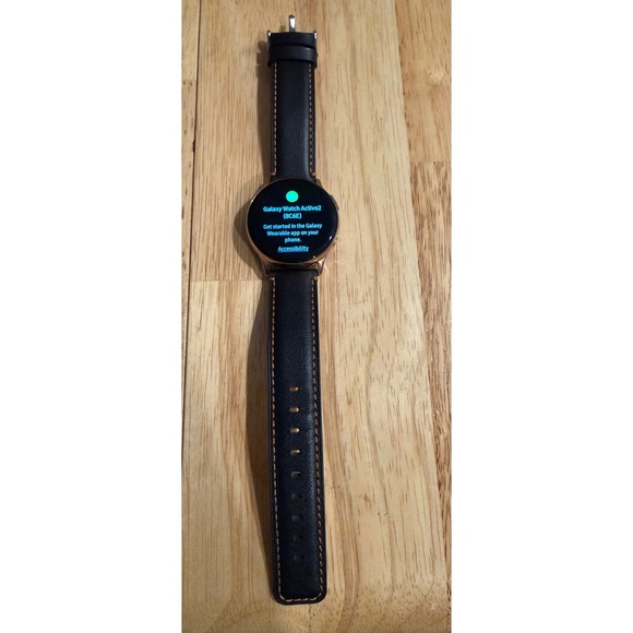 Samsung Galaxy Watch Active2 Smartwatch Rose Gold Case Black Leather Band 8C6E - Picture 5 of 8